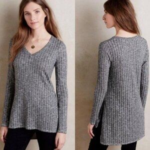 Deletta Anthropologie Ribbed Marled Grey Tunic Sweater Small